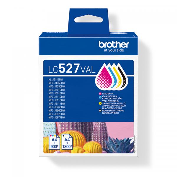 Brother Lc527val Cartuccia D'inchiostro 4 Pz Originale Nero, Ciano, Magenta, Giallo (brother Lc527val Value 4pk Ink 1.2k/900 Page Yield MfC-J4350)