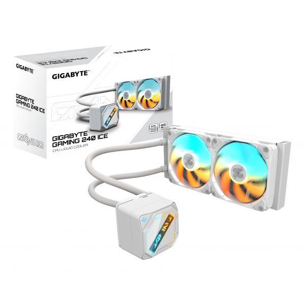 Gigabyte Gaming 240 Ice Dissipatore A Liquido Per Cpu - 2x120mm Ventole Argb, Meccanismo Di Bloccaggio A Scorrimento, DaisY-Chain, Compatibile Con in
