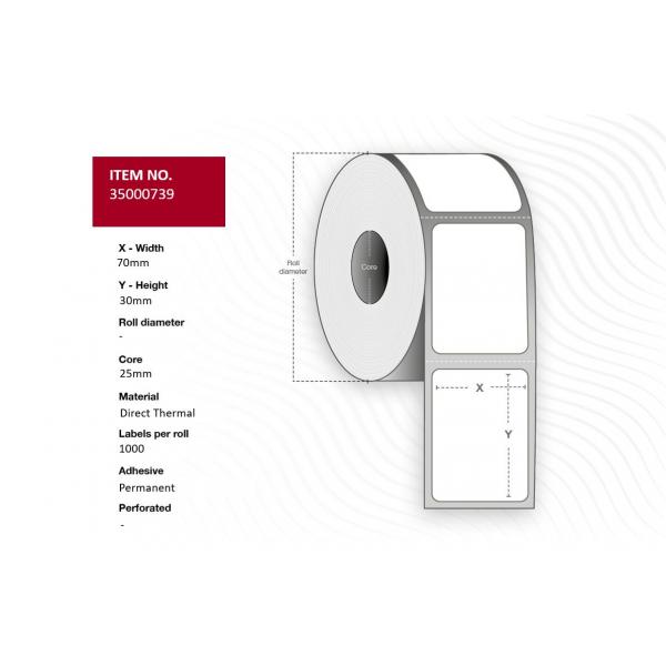 Capture 35000739-24rolls Etichetta Per Stampante Bianco (label 70x30 - Core 25. White. - Eco. Dt. Permanent. No - Perforation. 1.000 Labels Per Roll.