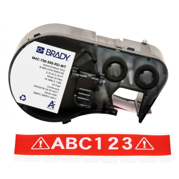 Brady M4C-750-595-RD-Wt Etichetta Per Stampante Rosso, Bianco Etichetta Per Stampante Autoadesiva (bmp41/bmp51/bmp53/m511 Label - Printer Tape)