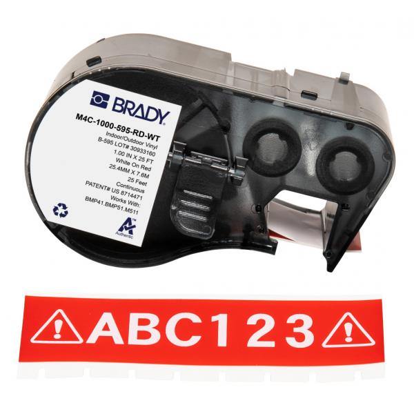 Brady M4C-1000-595-RD-Wt Etichetta Per Stampante Rosso, Bianco Etichetta Per Stampante Autoadesiva (bmp41/bmp51/bmp53/m511 Label - Printer Tape)