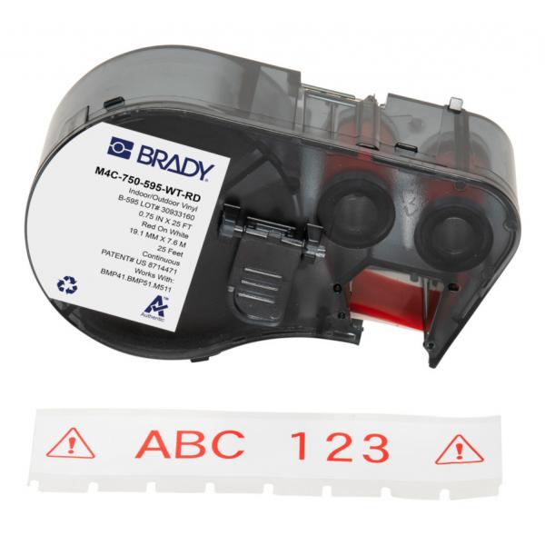 Brady M4C-750-595-WT-Rd Etichetta Per Stampante Rosso, Bianco Etichetta Per Stampante Autoadesiva (bmp41/bmp51/bmp53/m511 Label - Printer Tape)