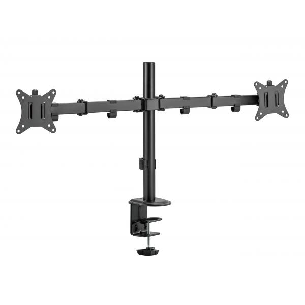 Deltaco ArM-0300-B Supporto Tv A Parete 81,3 Cm [32] Nero (dual Desk Mount, Tilt, Swivel, Rotate,)