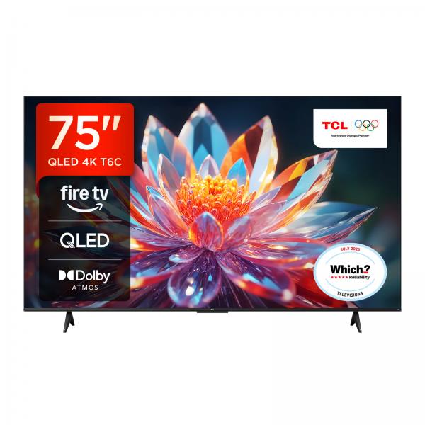 Tcl T6c 75t6C-Uk Tv 190,5 Cm [75] 4k Ultra Hd Smart Tv WI-Fi Metallico 350 Cd/m² (tcl T6c 75 Qled 4k Hdr Smart Fire Tv)