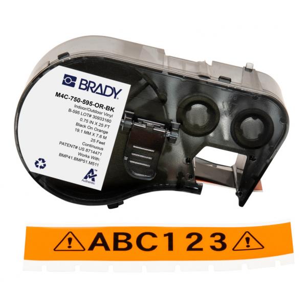 Brady M4C-750-595-OR-Bk Etichetta Per Stampante Nero, Arancione Etichetta Per Stampante Autoadesiva (bmp41/bmp51/bmp53/m511 Label - Printer Tape)