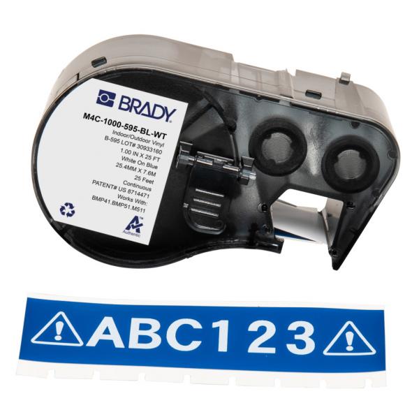 Brady M4C-1000-595-BL-Wt Etichetta Per Stampante Blu, Bianco Etichetta Per Stampante Autoadesiva (bmp41/bmp51/bmp53/m511 Label - Printer Tape)
