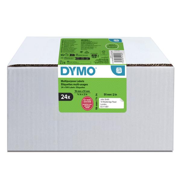 Dymo Lw Etichette Di Ritorno Originali § 19 Mm X 51 Mm § 24 Rotoli Da 500 Etichette Facili Da Staccare [12.000 Pezzi] § Per Etichettatrici Labelwrite