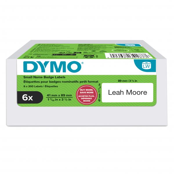 Dymo Lw Etichette Per Badge Piccole § 41 Mm X 89 Mm § 6 Rotoli Da 300 Etichette Facili Da Staccare [1.800 Pezzi] § Autoadesive § Per Etichettatrici L