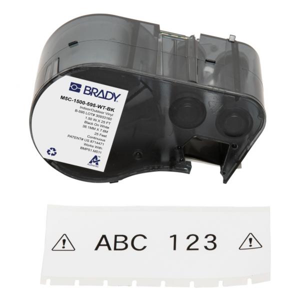 Brady M5C-1500-595-WT-Bk Etichetta Per Stampante Nero, Bianco Etichetta Per Stampante Autoadesiva (bmp51/bmp53/m511 Label - Printer Tape)