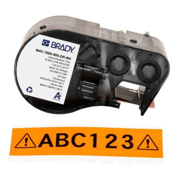 Brady M4C-1000-595-OR-Bk Etichetta Per Stampante Nero, Arancione Etichetta Per Stampante Autoadesiva (bmp41/bmp51/bmp53/m511 Label - Printer Tape)
