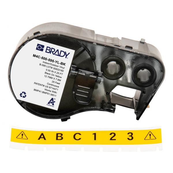 Brady M4C-500-595-YL-Bk Etichetta Per Stampante Nero, Giallo Etichetta Per Stampante Autoadesiva (bmp41/bmp51/bmp53/m511 Label - Printer Tape)