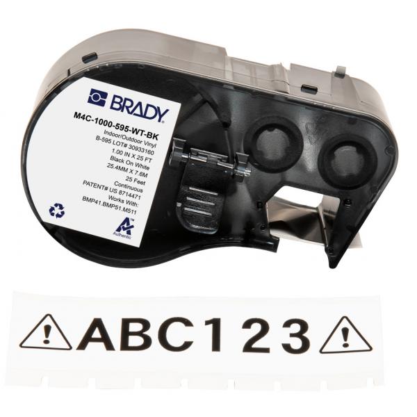 Brady M4C-1000-595-WT-Bk Etichetta Per Stampante Nero, Bianco Etichetta Per Stampante Autoadesiva (bmp41/bmp51/bmp53/m511 Label - Printer Tape)