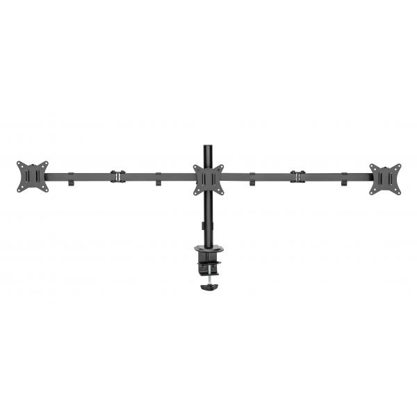 Deltaco ArM-0301-B Supporto Tv A Parete 68,6 Cm [27] Nero (triple Desk Mount, Tilt, Swivel, Rotat)