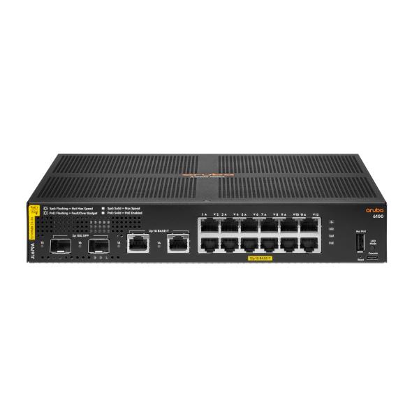Aruba 6100 12g Class4 Poe 2g/2sfp+ 139w Gestito L3 Gigabit Ethernet [10/100/1000] Supporto Power Over Ethernet [poe] 1u Nero (hpe Aruba Switch 6100 1