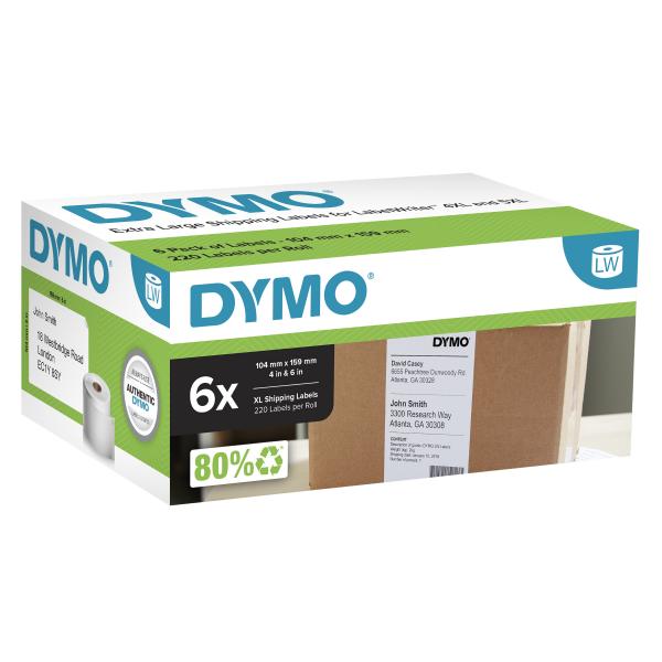 Dymo Lw Etichette Extra Large Originali Per Etichettatrice Labelwriter 5xl/4xl § 104 Mm X 159 Mm § 6 Rotoli Da 220 Etichette Facili Da Staccare [1.32