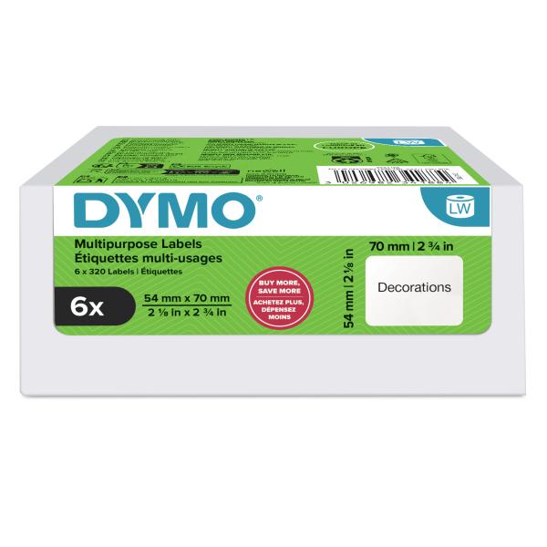 Dymo Lw Etichette Multiuso Originali § 54 Mm X 70 Mm § 6 Rotoli Da 320 Etichette Facili Da Staccare [1.920 Pezzi] § Autoadesive § Per Etichettatrici