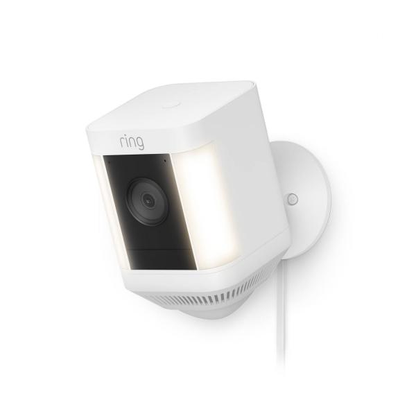 Ring Spotlight Cam Plus PluG-In - Telecamera Di Sorveglianza Connessa In Rete - Per Esterno - Resistente Agli Agenti Atmosferici - Colore [giorno E N