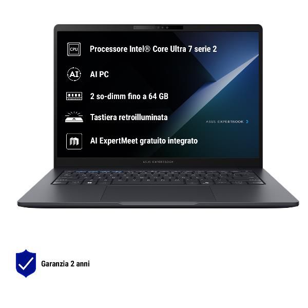 Asus Expertbook B3 B3405ccA-Ly1604x - Design Della Cerniera A 180 Gradi - Intel Core Ultra 7 - 255h / Fino A 5.1 Ghz - Win 11 Pro - Arc Graphics 140t - Image 3