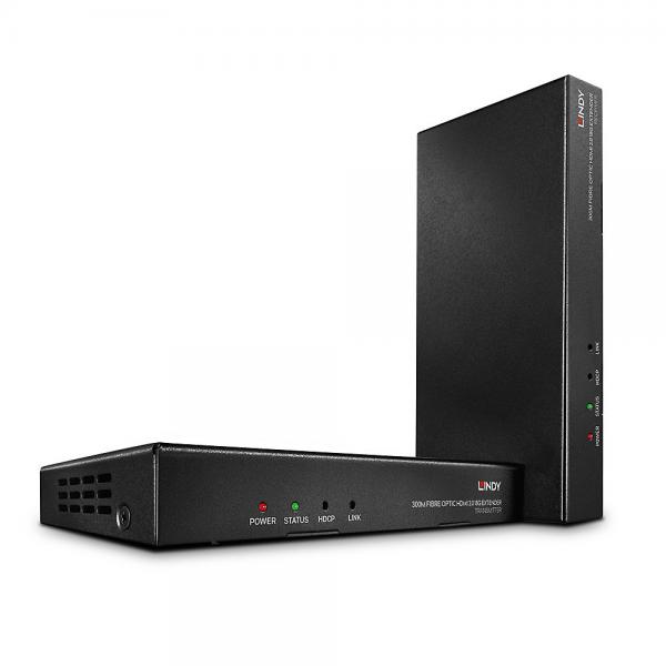 Lindy 38174 Moltiplicatore Av Trasmettitore E Ricevitore Av Nero (300m/1000m Fibre Optic Hdmi4k60 - Ir Rs232 Audio Extender)