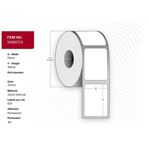 Capture 35000723-24rolls Non Classificato (label 76x50 - Core 25. White. - Eco. Dt. Permanent. 620 - Labels Per Roll. 24 Rolls Per Box. Black Mark)