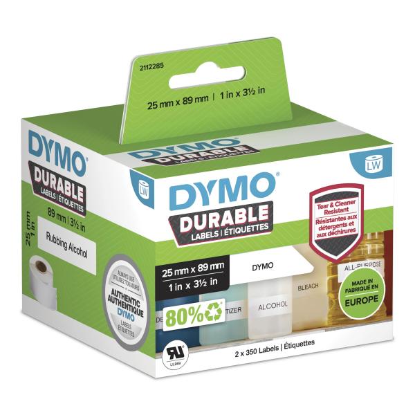 Dymo Labelwriter Bianco Etichetta Per Stampante Autoadesiva (dymo 2112285 Lw Durable Shelving Label 25mm X 89mm Black On White 700 Labels)