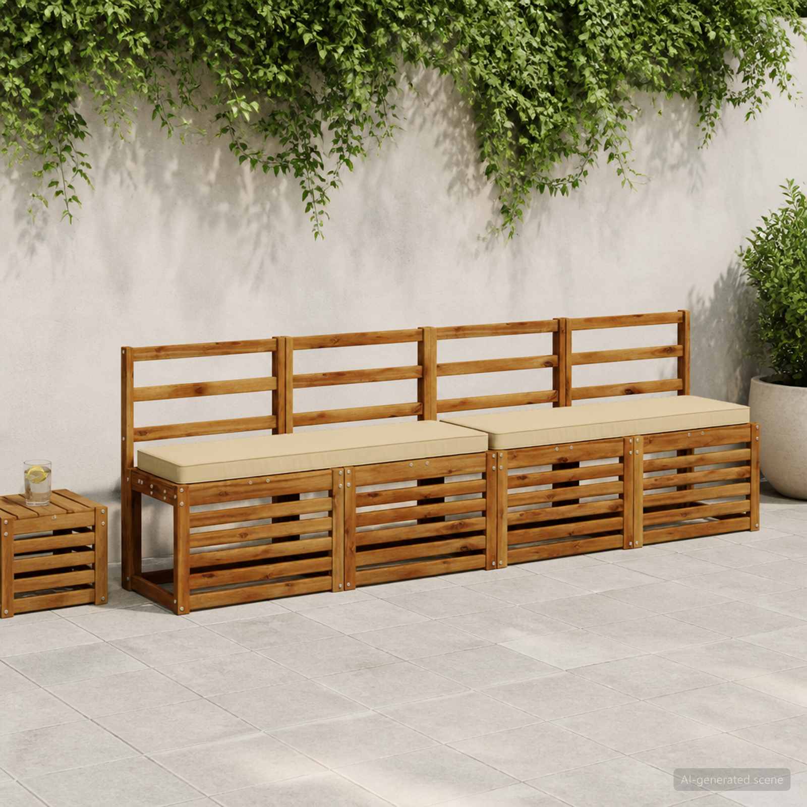 1-Delig Bankkussen Vught 100% Polyester Beige 110 X 30 X 5 cm