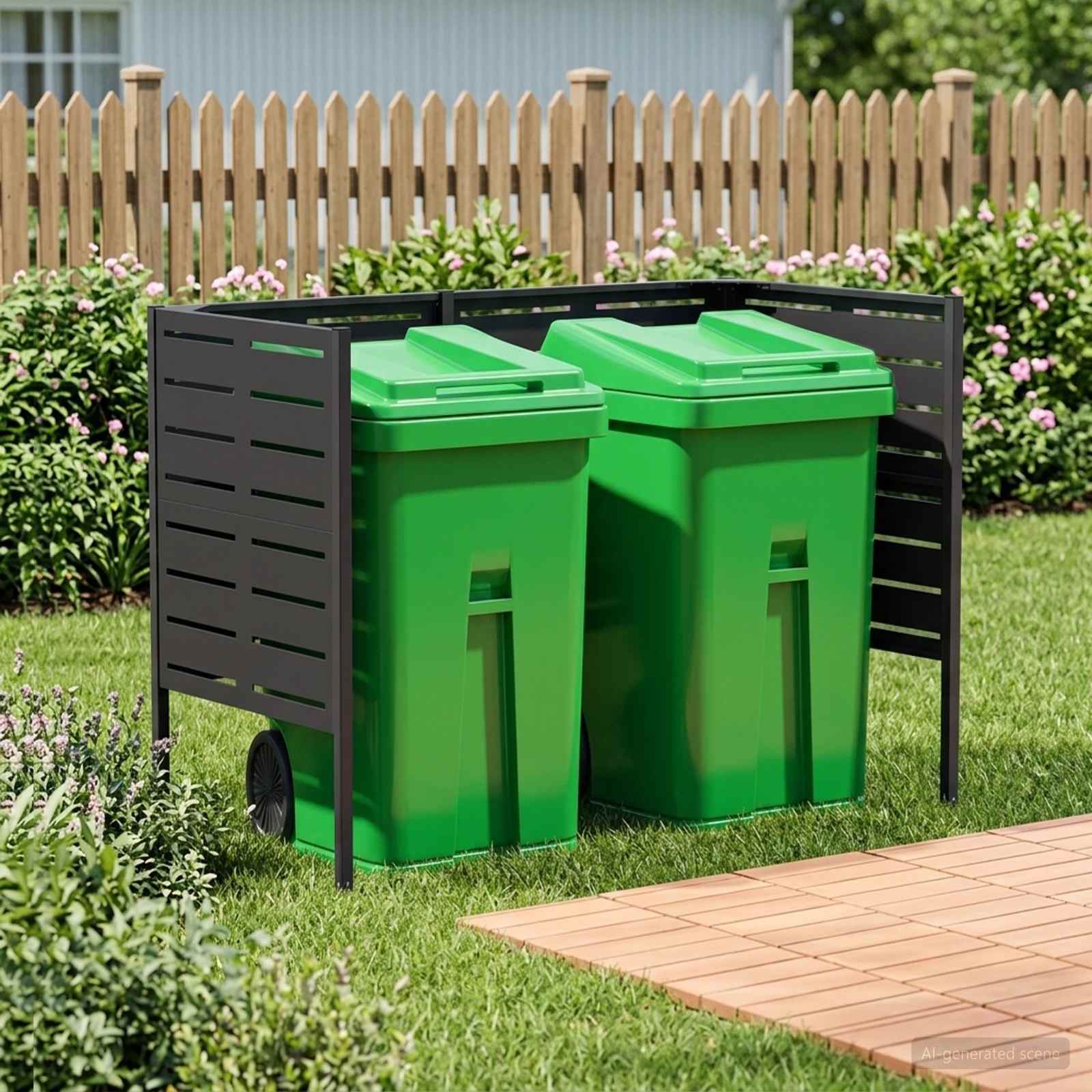 Afvalcontainer Scherm 167 X 85 X 113 Cm Staal Zwart