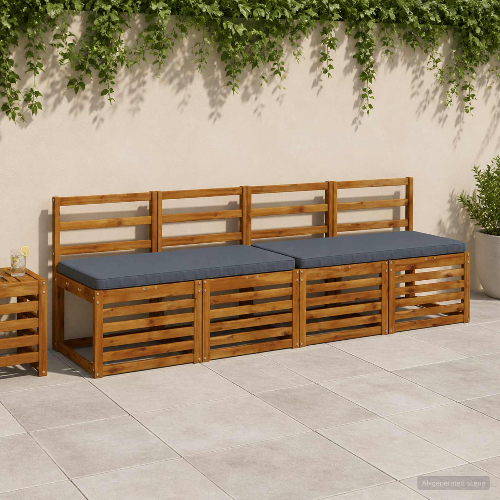 1-Delig Bankkussen Vught 100% Polyester Blauw 110 X 50 X 5 cm