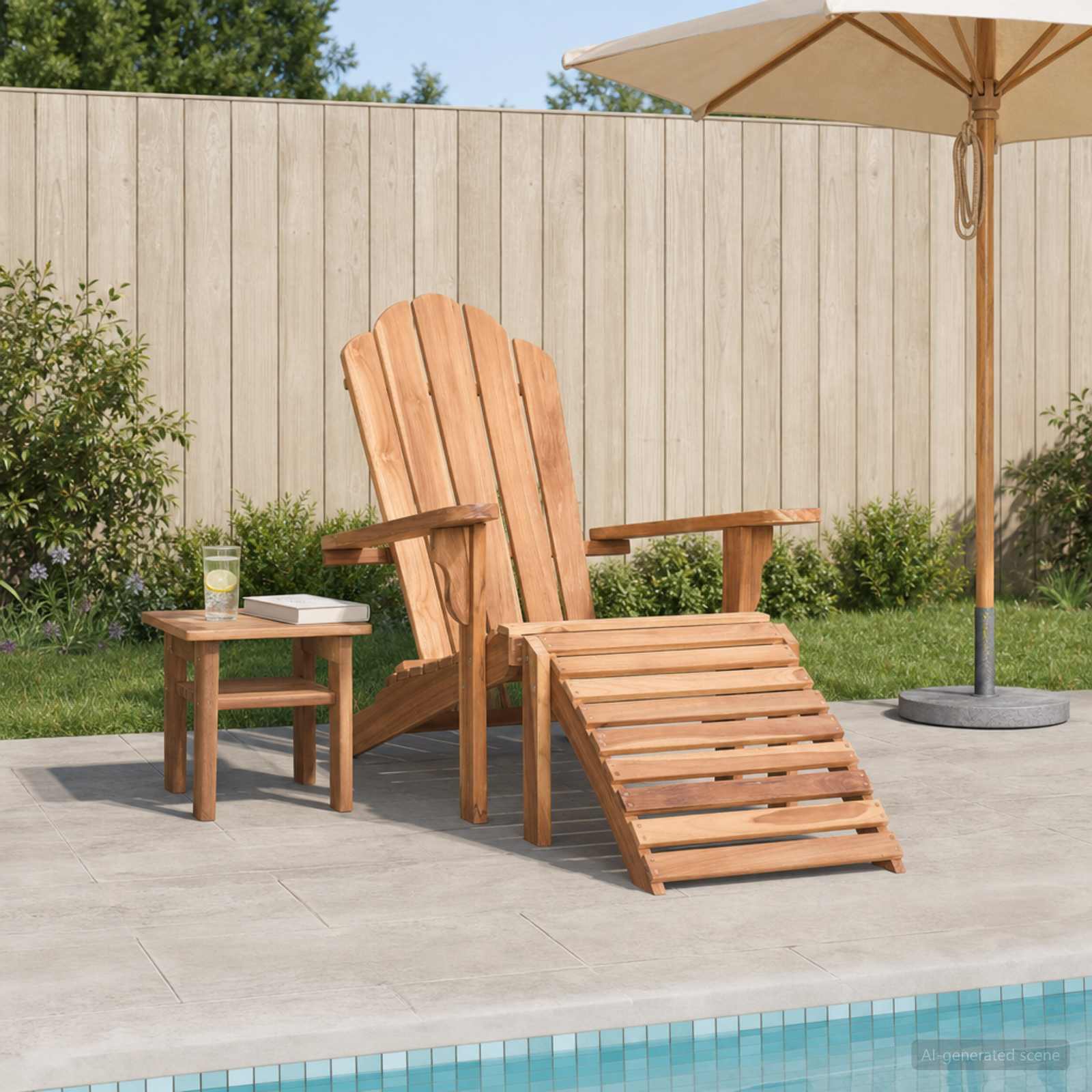 Adirondack Tuinstoel Met Voetensteun Naturel Massief Teakhout