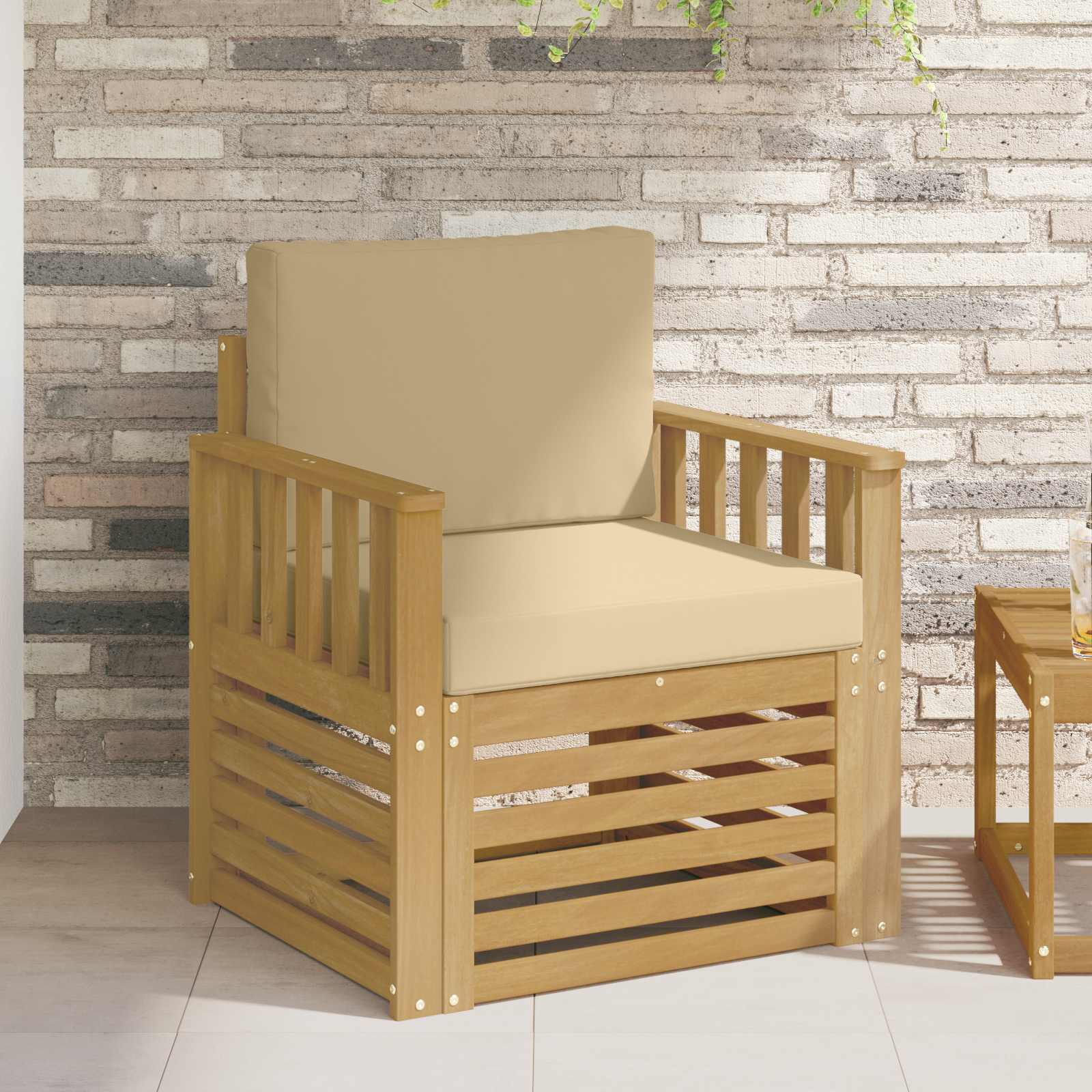 2 Stuk Buiten Bankenset Polyester Wit En Beige