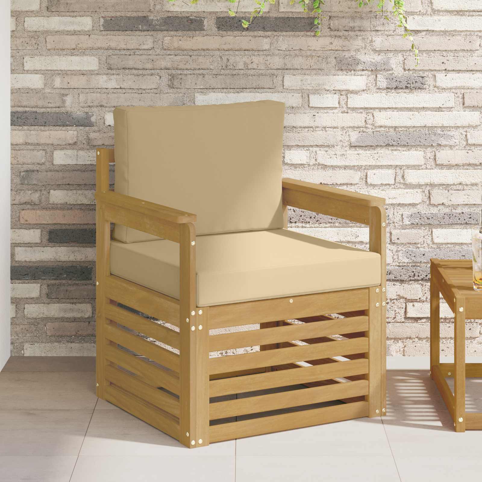 2 Stuk Buiten Bankenset Polyester Wit En Beige